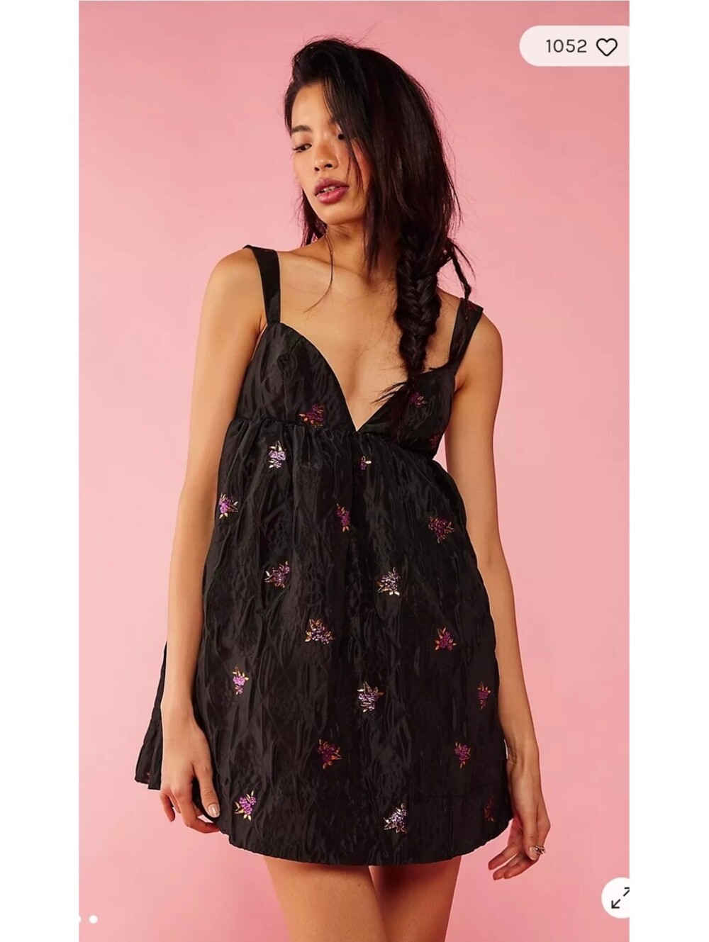 For Love & Lemons Black Embroidered Mini Dress sz XS NEW